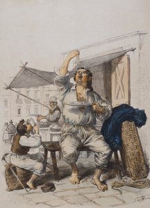 Mangia Maccaroni (tésztaevők), Gaetano Dura (1805-1878), metszet, Olaszország