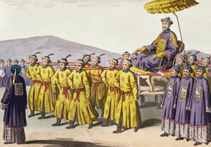 Chien Lung császárt a Triumphban hordta, Jules Ferrario Le Costume Ancien et Moderne 18. táblája, az 1820-as és 30-as évek körül megjelent