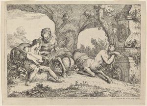 Chiron zenét tanít Akhilleusznak alkotó: Gaetano Zompini after Giovanni Benedetto Castiglione