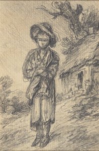 Fiú egy kunyhó mellett áll alkotó: Gainsborough Dupont