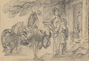 Figurák és lovak egy ajtó közelében alkotó: Gainsborough Dupont