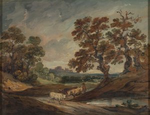 Tájkép: három tehén az előtér közepén alkotó: Gainsborough Dupont