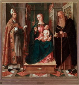 Madonna és gyermek Szent Biagio és Szent Antal apát között (Festmény alkotó: Galeazzo Campi