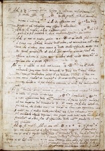 A „Sidereus Nuncius” oldala, amelyben Galilei a négy csillagot Medicea Sidera vagy Pianeti Medicei (Mediciai bolygók) néven nevezi: Galileo Galilei dit Galilee (1564-1642) olasz csillagász és fizikus kézirata Cosimo de Medicis (Cosimo) számára írt.
