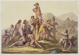Perui indiánok áldozatot hozva, a „Le Costume Ancien et Moderne” I. kötet 15. lemezéből, Jules Ferrario, kiadva az 1820-as és 30-as évek körül (színes litho) alkotó: Gallo Gallina