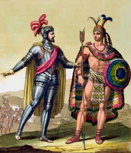 Hernando Cortes és Montezuma II találkozása, Mexikó, 1519 c1820-1839