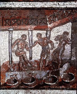 Jelenet taposó szőlő egy kádban. (mozaik, 2. vége, 3. század eleje) alkotó: Gallo-Roman
