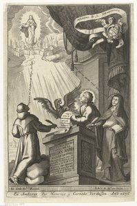 Szűz Mária elragadtatott a mennyek országába Historia divina y vida de la Virgen maria (cím a tárgyon)