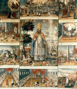 Myrai vagy Bari Szent Miklós életének oltárképe (270-345) alkotó: Gaspar Miguel de Berrio