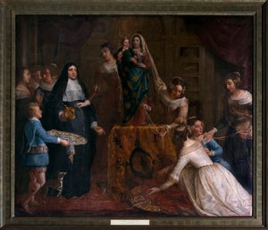 Izabella spanyol főhercegnő, aki ékszereit ajándékozza a hallei Szent Márton-bazilikának alkotó: Gaspar De Crayer
