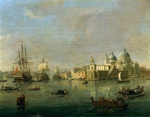 Velence látképe Giudeccával és vámházzal, Gaspar van Wittel (1652 vagy 1653-1736), olaj, vászon, 27x42 cm, részlet alkotó: Gaspar van Wittel