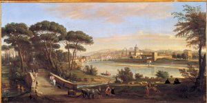 Kilátás a firenzei Oltrarnóra a Cascine óta alkotó: Gaspar van (1653-1736) Wittel