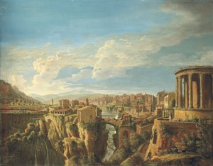 Tivoli kilátása a Vesta templommal (olaj, vászon) alkotó: Gaspar van Wittel