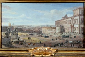 Kilátás Rómára a Quirinale palotával és a Piazza térrel az előtérben alkotó: Gaspar van Wittel