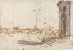 Kilátás Rómára a Santa Maria del Prioratoból alkotó: Gaspar van Wittel