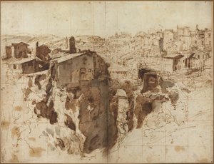 A vízesés és Tivoli városa alkotó: Gaspar van Wittel