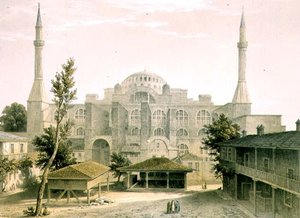Haghia Sophia, 16. tábla: főhomlokzat, metszett Louis Haghe (1806-85), megjelent 1852 (litho) alkotó: Gaspard (after) Fossati