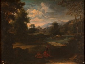 Dughet - Tájkép három alakkal, 1648 - 1650 alkotó: Gaspard Dughet
