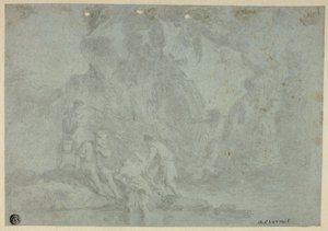Sziklás táj figurákkal alkotó: Gaspard Dughet