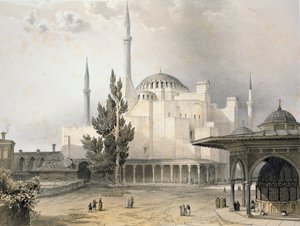 A Hagia Sophia udvara (15. tábla), Louis Haghe (1806-85) metszete, 1852-ben megjelent