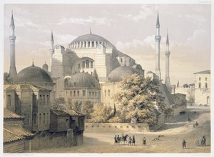 Haghia Sophia, 19. tábla: a mecset külső nézete, Louis Haghe (1806-85) metszete, 1852-ben jelent meg.