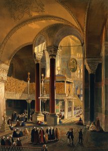 Hagia Sophia, 8. tábla: a császári képtár és doboz, Louis Haghe (1806-85) metszetével, 1852-ben
