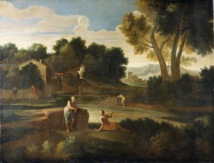 Klasszikus táj figurákkal (olaj, vászon)