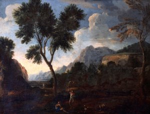 Vadászok a völgyben, szerző: Gaspard Dughet (1615-1675), olaj, vászon, 56x67 cm.