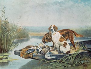Vadászati emléktárgyak: „” kutyák és vadak”” Jules és Gaston Gelibert akvarellje (XIX. század) Párizs, díszítőművészet