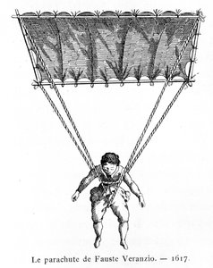 Fauste Veranzio ejtőernyője, 1617, 1887. alkotó: Gaston Tissandier