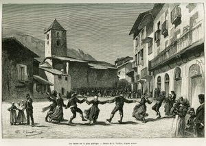 Tánc a köztéren. G. Vuillier metszete a Le val d