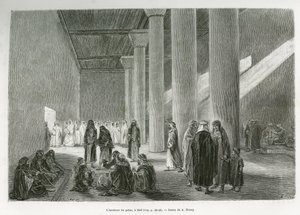 Muhammad Ibn Abdullah Al Rashid emír (1872-1897) palotájában, Hailben, Szaúd-Arábiában. G. Vuillier metszete a „" pelerinage au Nedjed, az arab faj bölcsője" című történet illusztrálására, Lady Anna Blunttól, 1878-1879-ben, megjelent a Tour du mo-ban
