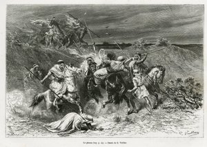 A Ghazou vagy razzia kézzel fosztogat. G. Vuillier metszet, a „pelerinage au Nedjed, az arab faj bölcsője” című történet illusztrálására, Lady Anna Blunttól, 1878-1879-ben, megjelent a Tour du monde-ban, Edouard Charton (1807-) irányításával.
