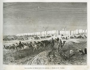 Meshed Ali (Ali Ibn Abi Talib, meghalt 661-ben, Mohamed (570-632) unokatestvére, tanítványa és veje) falai a Najaf mecsetben (Irak) találhatók, és a pelerinek összegyűlnek, hogy megünnepeljék az első és minden imám atyja. G.Vuillier metszete, il