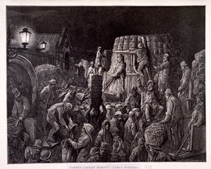 "Covent Garden Market-Early Morning", 1872 alkotó: Gauchard Brunier