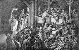 "The Penny Gaff", 1872 alkotó: Gauchard Brunier