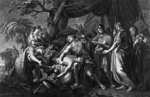 Akhilleusz Patroklosz halála miatt panaszkodik, Domenico Cunego vésette, 1764