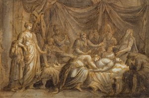 Andromache gyászolja Hector halálát, 1760-63 (toll, tinta és mosás papíron) alkotó: Gavin Hamilton