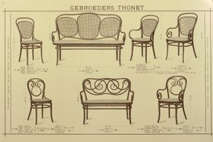 Szék és kanapé katalógus a Thonet Brothers, rajz, Ausztria alkotó: Gebruder Thonet