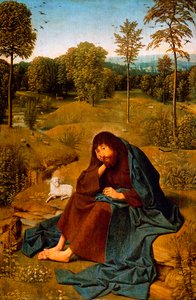 Keresztelő János a vadonban, Geertgen tot Sint Jans Panel festménye (kb 1460-kb 1490), tábla, 42x28 cm, Hollandia