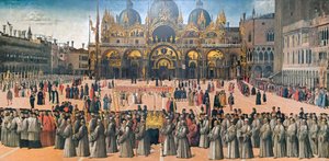 Felvonulás a Szent Márk téren alkotó: Gentile Bellini