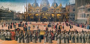 Felvonulás a velencei Szent Márk téren, 1496.