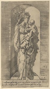 A szűz és a gyermek egy fülkében, 1543. alkotó: Geoffroy Dumoûtier