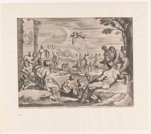 Tivornyázó Bacchanalia (cím a tárgyon) alkotó: Georg Andreas Wolfgang