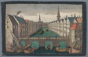 Kilátás a Nikolaifleetre, szemben a Sankt Nikolaikirche-vel Hamburgban Kilátás a St. Nicolai Kirche zu Hamburg ellen