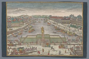 Kilátás a Pont Neuf-ra a Szajna folyó felett Párizsban, a Pont Royal felé nézve Gesicht der Neuen Bruck, gegen der Königl. Bruck zu Paris