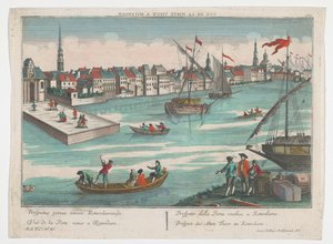 Kilátás az Ooster Oude Hoofdpoortra Rotterdamban Prospect des Alten Thors zu Rotterdam (cím az objektumon) Rotterdam (sorozat címe) alkotó: Georg Balthasar Probst