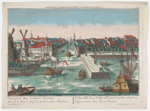 Kilátás a Wester Nieuwe Hoofdpoort és az Ooster Nieuwe Hoofdpoort Rotterdamban Prospect der West-Maas Port zu Rotterdam (cím az objektumon) Rotterdam (sorozat címe)