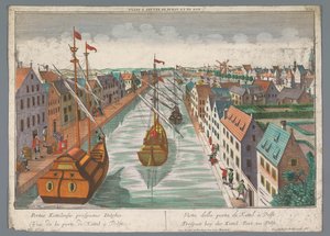 Kilátás egy csatornára a Ketelpoort közelében Delftben Prospect bey der Kettel Port, zu Delft (cím az objektumon) Delft (sorozat címe) alkotó: Georg Balthasar Probst
