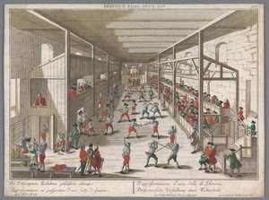 Kilátás a vívóiskolára Perspectivische Vorstellung einer Fechtschule (cím a tárgyon) Verseny- és vívóiskolák (sorozat címe)